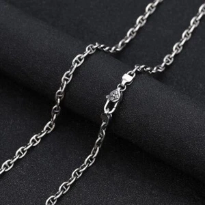 New Real S925 Sterling Silver Women Men 3.5mmW Anchor Chain Link Necklace 21.6"L - Picture 1 of 5