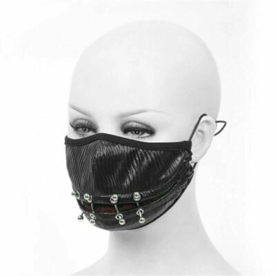 Men's Punk Metal Rivet Decoration Mask Breathable Mesh Adjustable Filter Masks - Image 1 of 4