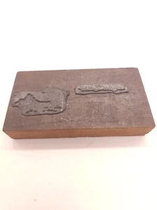 Antique Wood & Brass Printing Plate" Certified Lumber" Mountain Lake Mill Image - Picture 1 of 4