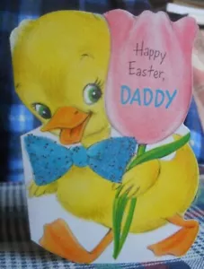 PAPILLON HAPPY EASTER Duckling -HAPPY EASTER, DADDY-HALLMARK diecut VERDE FOCKED - Foto 1 di 4