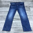 True Religion Jeans 44x33 Mens Geno Relaxed Slim Blue Distressed Acid Wash