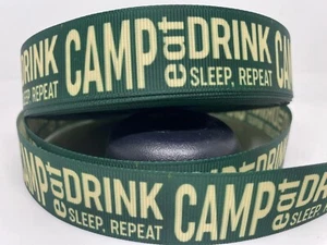 5 yards 1 Inch Camping Print Grosgrain Ribbon - Picture 1 of 1