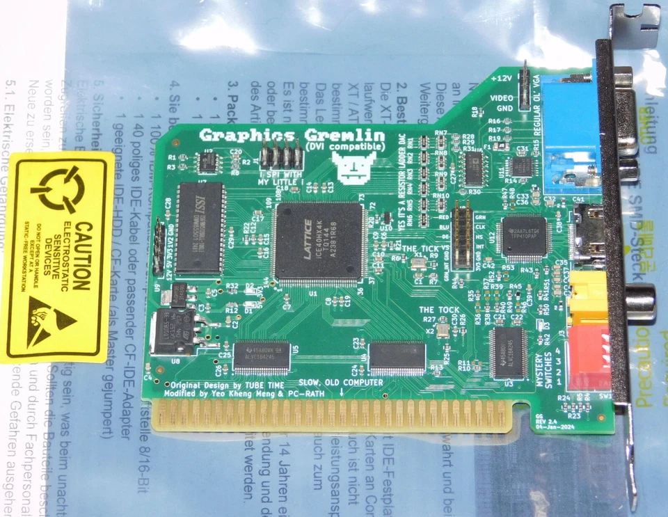 XT CGA MDA Grafikkarte Platine Graphics Gremlin HD DVI VGA Composite ISA Card GN - Bild 1 von 4