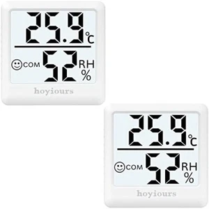 hoyiours 2 Stück Innen Thermometer Hygrometer Digitales Thermo Hygrometer Rau...