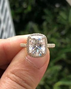 925 Sterling Silver 1.50Ct Cushion Halo Engagement Ring - Picture 1 of 7