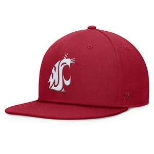Men's Top of the World Crimson Washington State Cougars Fundamental Snapback Hat - Picture 1 of 4