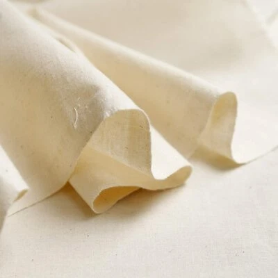 100% Natural Cotton Calico Fabric Craft Dress Unbleached Material 58" By Meter - Image 1 of 4