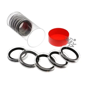 Portamonedas de la serie Elemetal, tubo cápsula roja y 10 anillos negros de alto relieve de 40 mm - Imagen 1 de 4