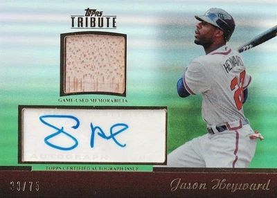 2011 Topps Tribute Green #TAR-JHE Jason Heyward Game Used Bat Autograph #33/75 - Image 1 of 2