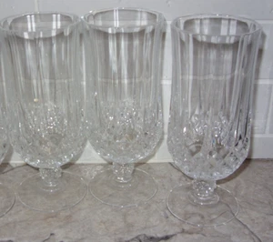 CRISTAL D'ARQUES-DURAND 3 Clear Longchamp Ice Tea Glasses Goblets 7 1/8" VGC - Picture 1 of 7