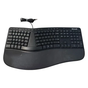 Microsoft Ergonomic Keyboard Wired USB Split Keyset Cushioned Palm Rest Black - Picture 1 of 3