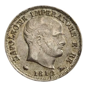 Moneda pequeña 5 soldados de plata Napoleón Bonaparte Reino de Italia 1812 5K - Imagen 1 de 2