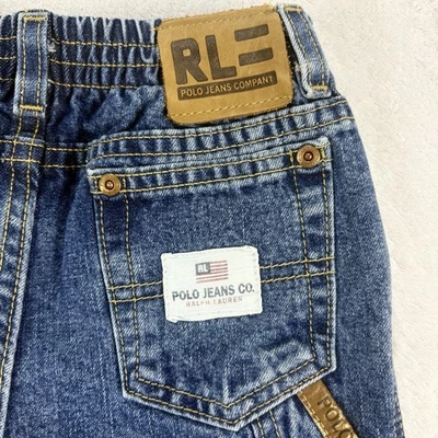 Jeans Polo Vintage Y2K Co Ralph Lauren Niños 4T Azul Pierna Recta Ancha Bandera Logo Foto 1 de 4