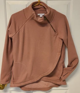 Felpa Athleta donna piccola rosa pull over quarto zip foderata in pile MORBIDA - Foto 1 di 12