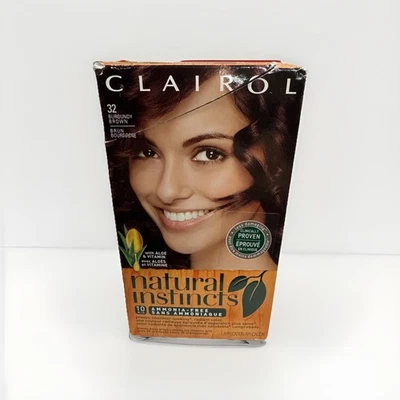 2 Clairol Natural Instincts Color de Cabello #32 Borgoña Marrón Caja Desgarrada Sellada Foto 1 de 3