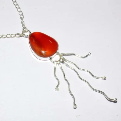 Impresionante collar de cornalina enchapado en plata 925 talla 20" GW Foto 1 de 3