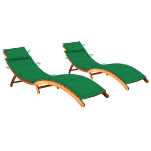 Sonnenliegen 2 Stk. mit Auflagen Massivholz Akazie - Bild 1 von 10