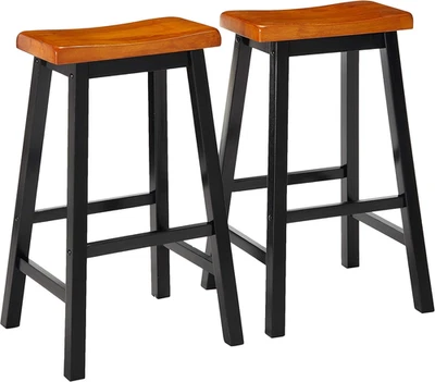 Pomeroy 29" Saddle Stools, 2-Pcs Set, Walnut / Black - Image 1 of 4