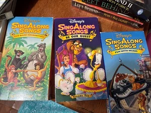 3 Disney Sing Along Songs Vhs Oliver Jungle Book Beauty And The Beast - Picture 1 of 1