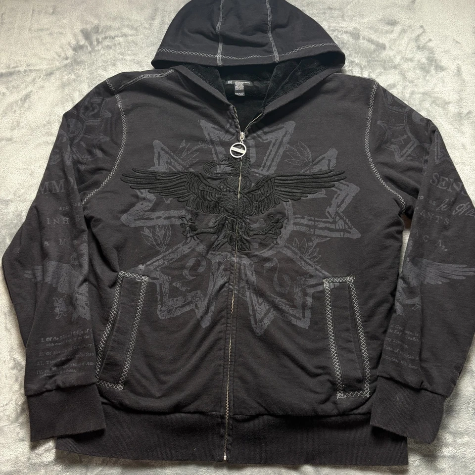 INC International Concepts Sudadera con Capucha Para Hombre XL Negra Algodón Forrada Águila Bordada Foto 1 de 4