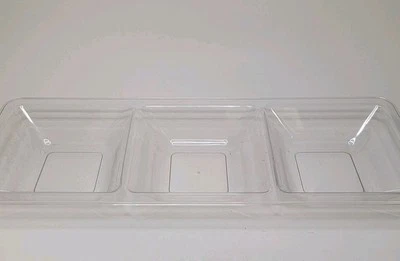 3-Tray Clear Plastic Serving Platter 16"x6"x1" Each Tray Is 4.5"x4.5"x1" - Image 1 of 4
