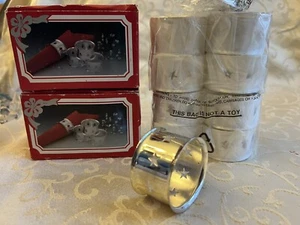 Vintage Set of 4 Silver-plated Filigree Napkin Rings Free Ship - Picture 1 of 2