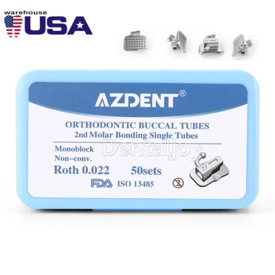 Juego de 50 tubos bucales de ortodoncia dental AZDENT segundo molar Roth.022 adhesivos no conv Foto 1 de 4