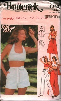 4855 Винтажный Butterick шитье узор 1970-х подростков с бретелью через шею верхняя юбка брюки украли - Изображение 1 из 2