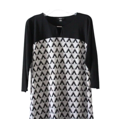 Alfani Dress Black And White Stretchy Geometric Womans Size PL NWT - Image 1 of 4