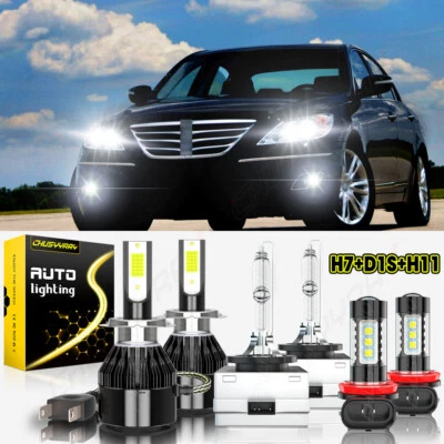 Combo faros LED HID de haz alto/bajo bombillas antiniebla para Hyundai Genesis 2009-2014 Foto 1 de 4