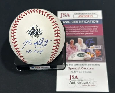 Max Scherzer Signed 2023 World Series Baseball Rangers Autographed Auto JSA COA - Image 1 of 2