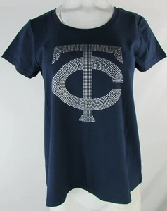 Minnesota Twins G-III Damen Strass Logo T-Shirt in Silber und Rot MLB  - Bild 1 von 8