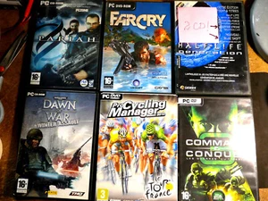 Lot 6 JEUX PC Pariah Farcry Halflife 2CD Dawn War Pro Cycling Command Conquier - Imagen 1 de 2
