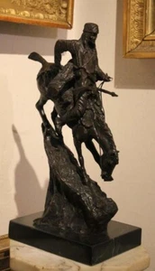 Bronze Sculpture Statue Mountain Man Signed After Frederic Remington Circa 1920 - Picture 1 of 12