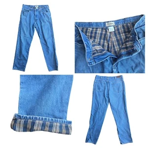 Vintage LL Bean Flannel Lined Jeans Taper High Waist Distressed Grunge 90's - Picture 1 of 20
