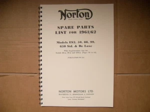 NORTON PARTS BOOK FOR M50 ,ES2, 88,99, 650 STD AND DELUXE 1961-62 MODELS - Picture 1 of 1
