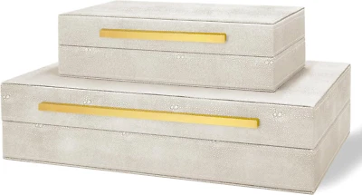 Modern Decorative Box Faux Shagreen Leather, Decorative Storage Boxes with Lids - Image 1 of 4