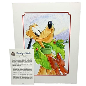 2011 Disney Art Print "Pluto's Holiday" Matted Signed by Randy Noble Christmas - Picture 1 of 13