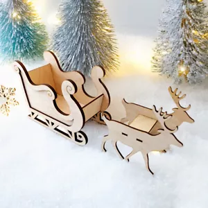 Christmas Decoration - Layered Santas Sleigh & Reindeer - Wooden Table Display - Picture 1 of 3
