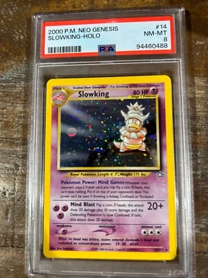 Pokemon 2000 Neo Genesis SLOWKING Holo #14 PSA 8 RARE - Image 1 of 2