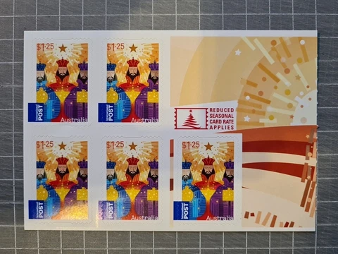 AUSTRALIA 2009 CHRISTMAS  5 x $1.25 International Post Stamps MNH FREE POSTAGE Cover