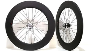 700C Track or Road Bike Wheelset Fixed Gear Carbon Fiber Clincher Bicycle Wheels - Picture 1 of 10