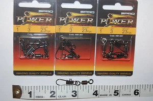 3 packs spro power stainless steel swivels interlock snap #1 23kg(50lb) 4581-001 - Picture 1 of 3