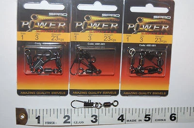 3 packs spro power stainless steel swivels interlock snap #1 23kg(50lb) 4581-001 - Image 1 of 3