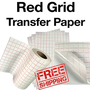 5 sheets-12"x12" Transfer Paper/Tape (lined) Red Grid -Vinyl Craft Hobby Project - Picture 1 of 5