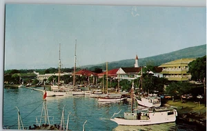 Port of Papeete Coast Lined With Hotels and Sailboats Tahiti Postcard - Picture 1 of 2