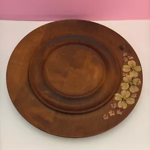 Wooden Lazy Susan Turntable - Hand Painted Floral Design, Vintage 15in Diameter - Picture 1 of 4