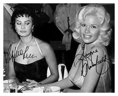 SOPHIA LOREN AND JAYNE MANSFIELD AT PARTY COMICAL AUTOGRAPHED 8X10 PHOTO - Image 1 of 4