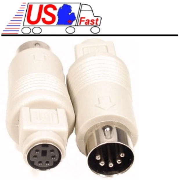 Keyboard Adapter PS2 6pin Female to AT 5pin DIN Male Adaptor Cable/Cord/Wire {NC - Image 1 of 1