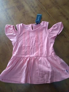 Nautica Toddler Girls Cold shoulder Short Sleeve Top Salmon Pink Color size 5 - Picture 1 of 4